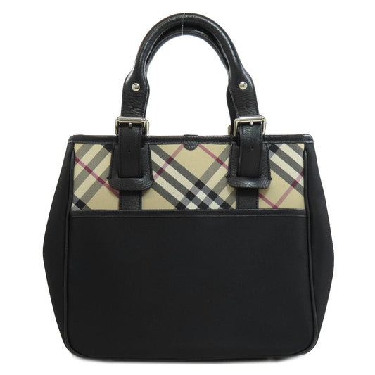 BURBERRY Tote Bag Nylon black Nova Check Women Used Authentic