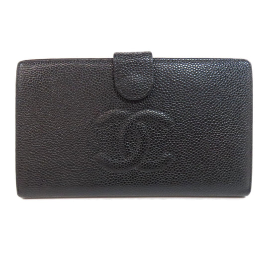 CHANEL Long Wallet Purse Grained Calfskin Skin black COCO Mark Gamaguchi Wallet Women Used Authentic