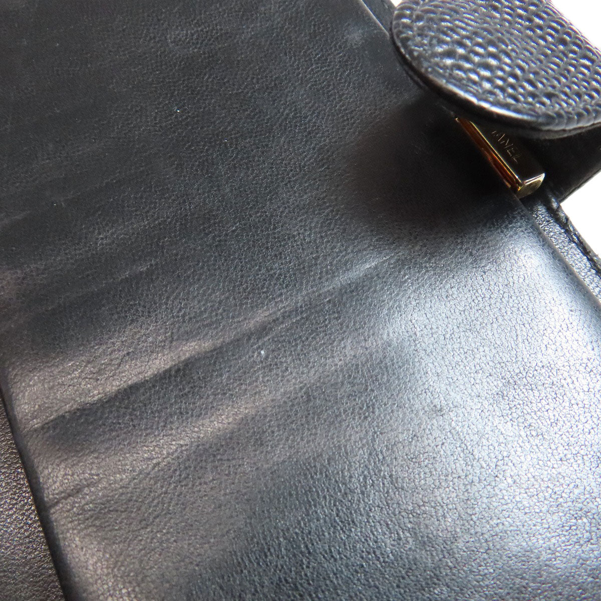 CHANEL Long Wallet Purse Grained Calfskin Skin black COCO Mark Gamaguchi Wallet Women Used Authentic