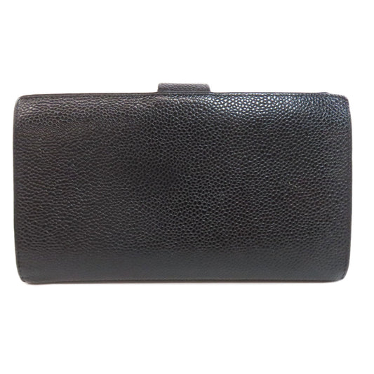 CHANEL Long Wallet Purse Grained Calfskin Skin black COCO Mark Gamaguchi Wallet Women Used Authentic