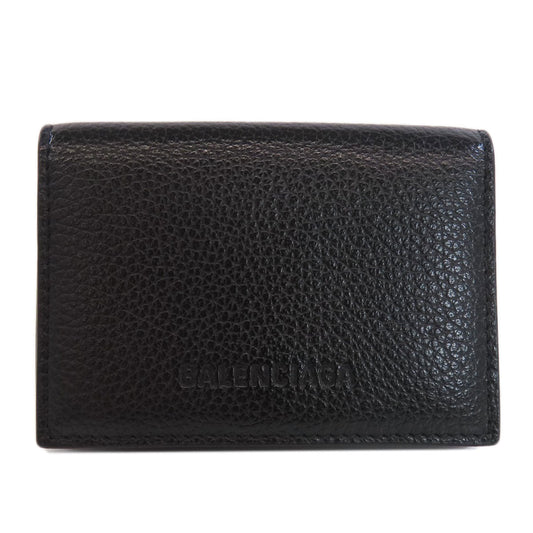 BALENCIAGA Bifold Wallet 664037 leather black Tri-fold Wallet Mini Wallet mens Used Authentic