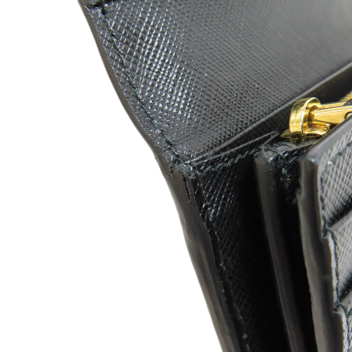 PRADA Long Wallet Purse leather black Safiano mens(Unisex) Used Authentic