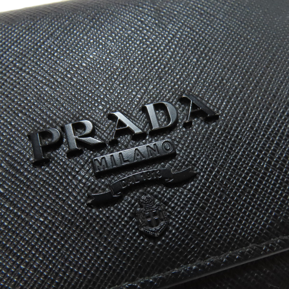 PRADA Long Wallet Purse leather black Safiano mens(Unisex) Used Authentic