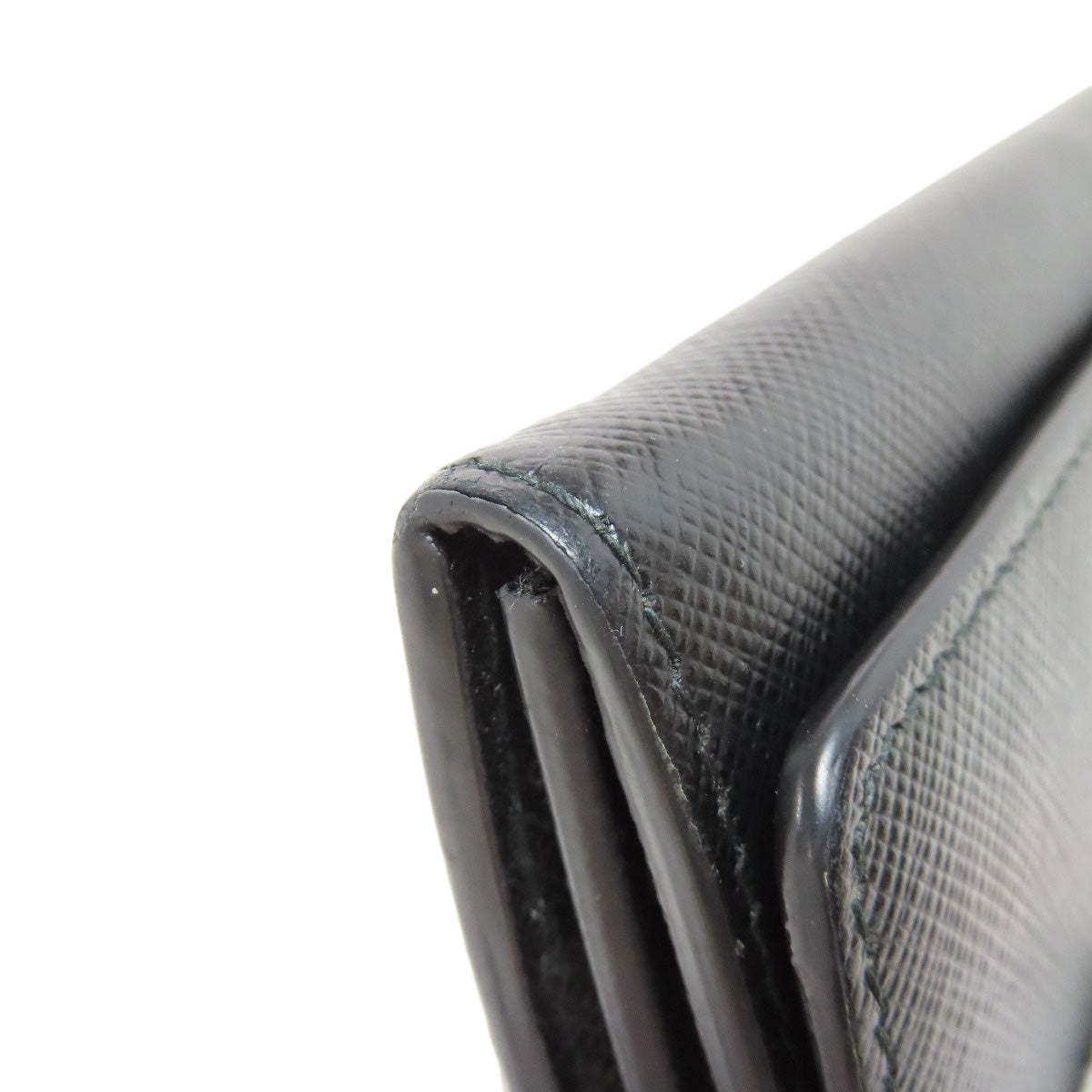 PRADA Long Wallet Purse leather black Safiano mens(Unisex) Used Authentic