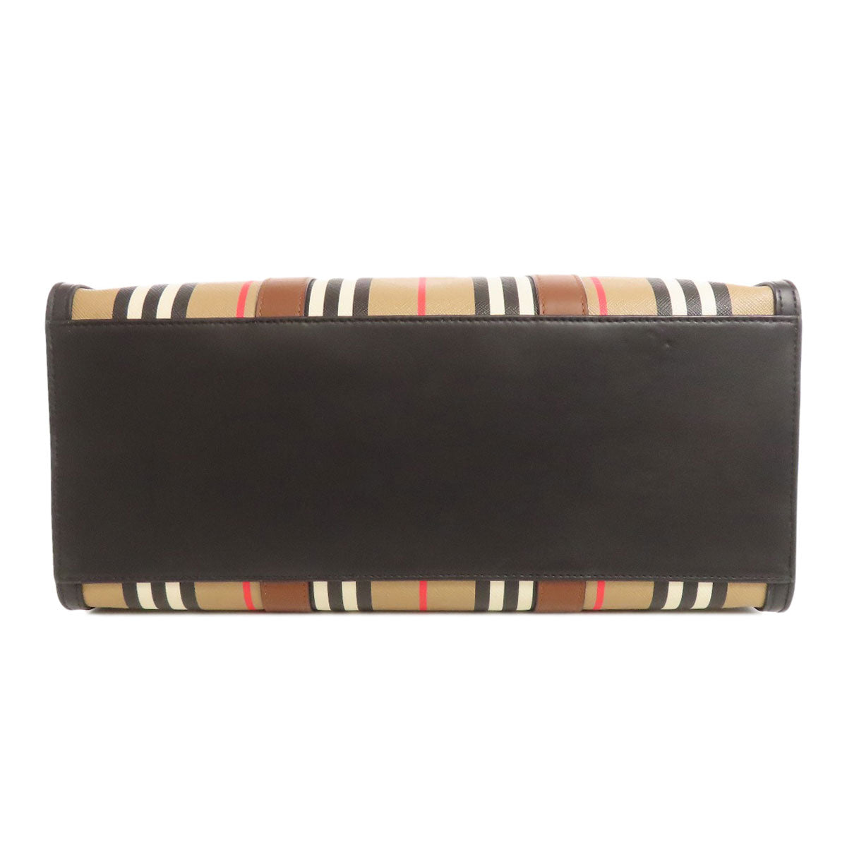 BURBERRY Tote Bag PVC beige stripe Women Used Authentic