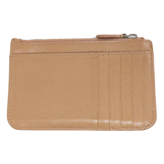 BALENCIAGA Coin case 637130 leather beige logo Women Used Authentic