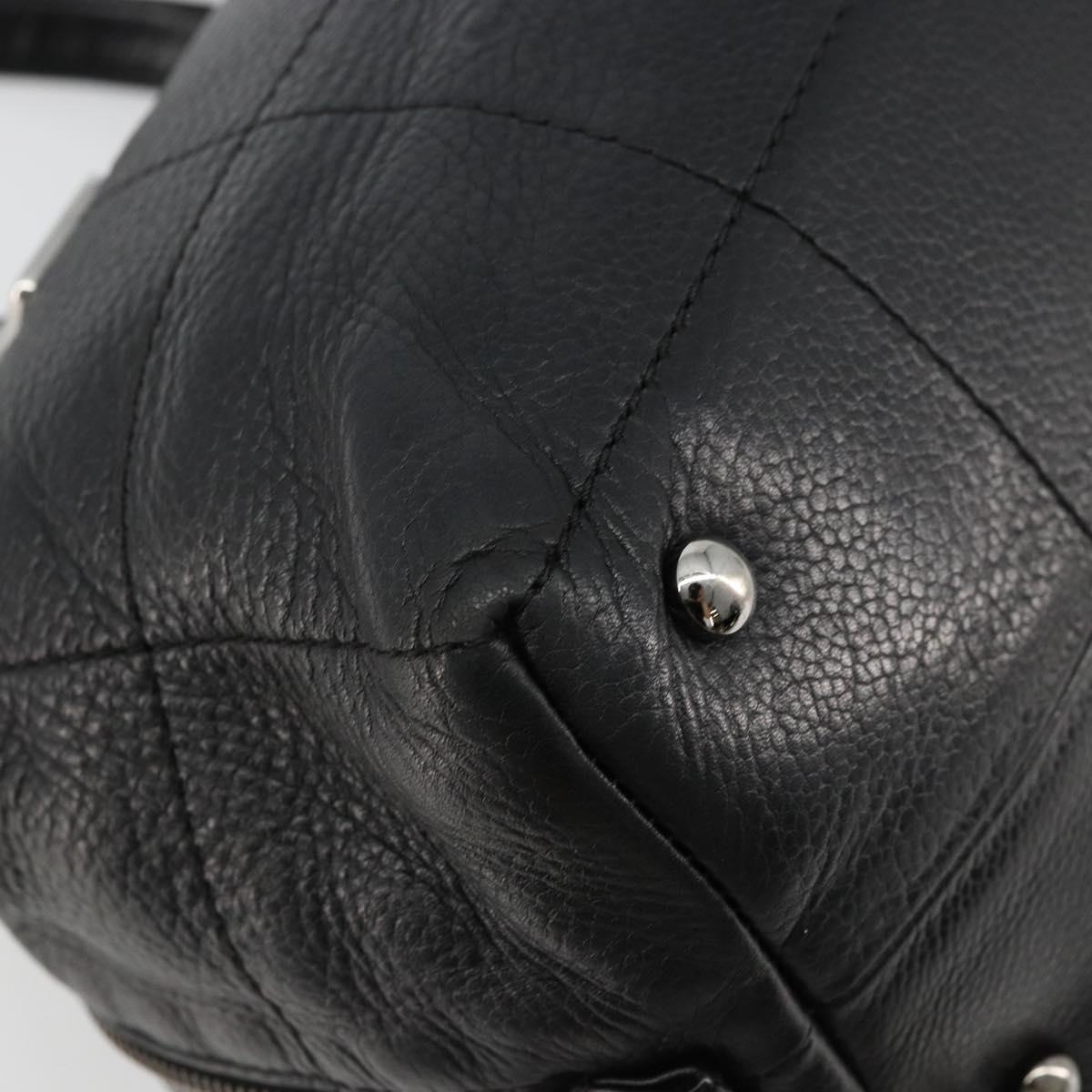 CHANEL Handbag Caviar Skin Black Silver CC