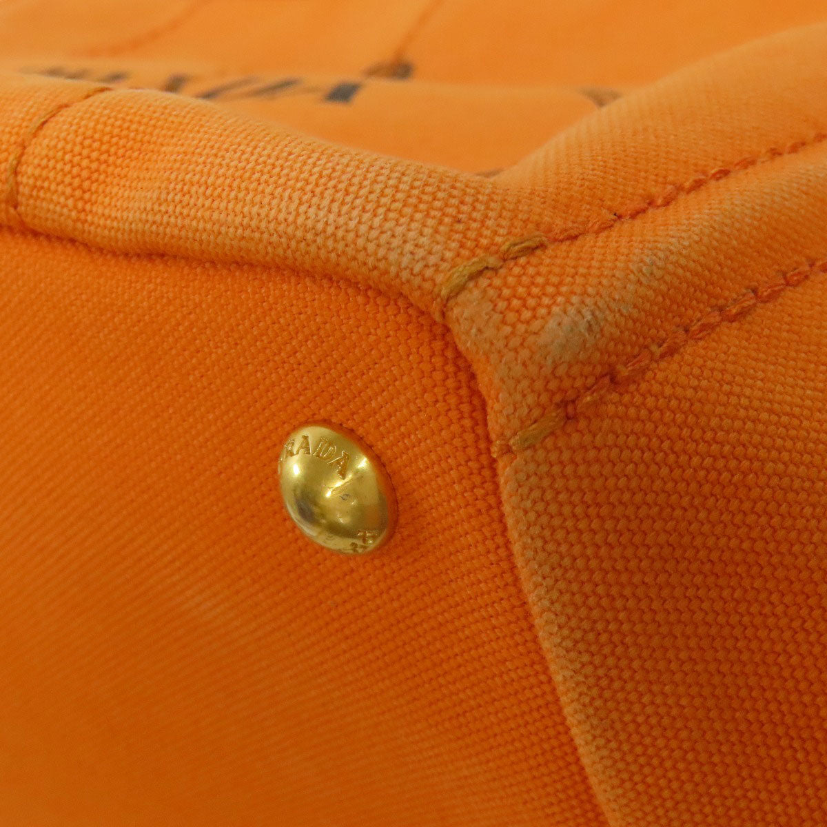 PRADA Handbag canvas Orange Canapa Women Used Authentic