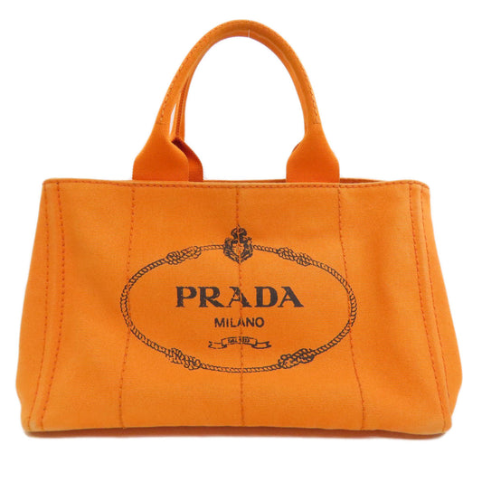 PRADA Handbag canvas Orange Canapa Women Used Authentic