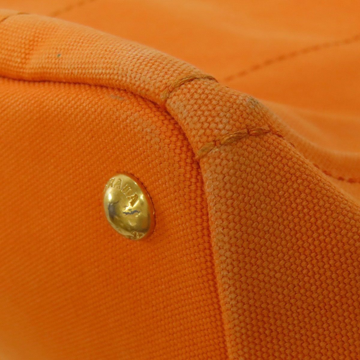 PRADA Handbag canvas Orange Canapa Women Used Authentic