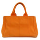PRADA Handbag canvas Orange Canapa Women Used Authentic