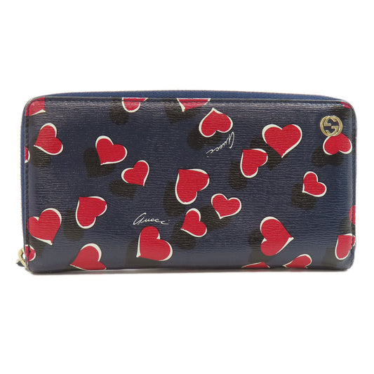 GUCCI Long Wallet Purse 309705 leather Navy Interlocking G Women Used Authentic