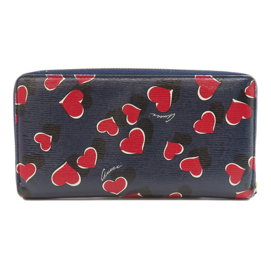 GUCCI Long Wallet Purse 309705 leather Navy Interlocking G Women Used Authentic