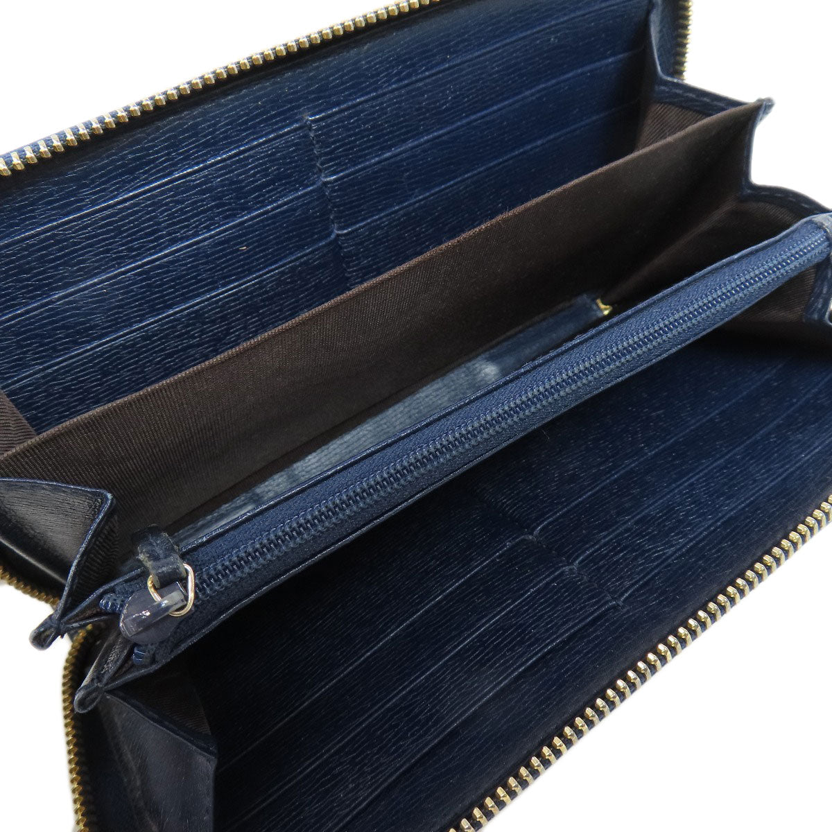 GUCCI Long Wallet Purse 309705 leather Navy Interlocking G Women Used Authentic