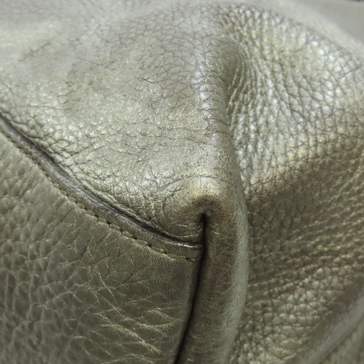GUCCI Tote Bag 308982 leather Silver Soho Interlocking G Women Used Authentic