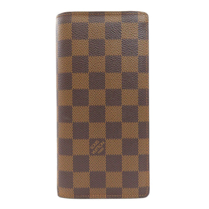 LOUIS VUITTON Long Wallet Purse N60017 Damier canvas Brown Portefeuille�EBrazza Former mens Used Authentic