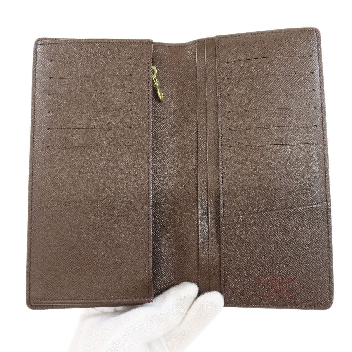 LOUIS VUITTON Long Wallet Purse N60017 Damier canvas Brown Portefeuille�EBrazza Former mens Used Authentic