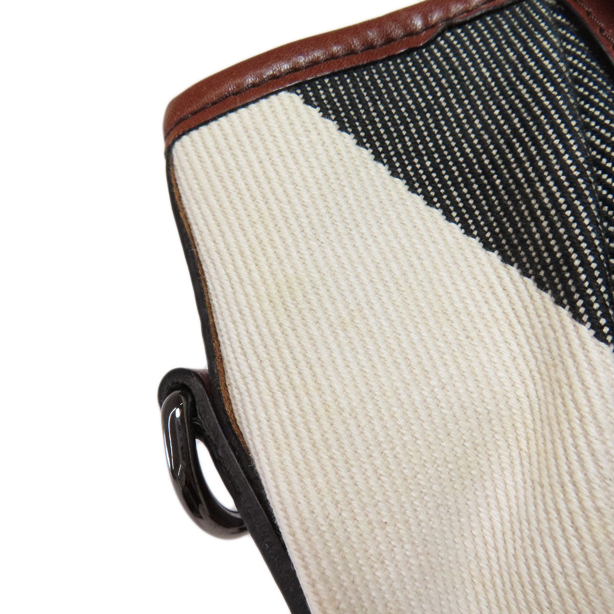 BURBERRY Tote Bag canvas white Check Pattern 2WAY Women Used Authentic