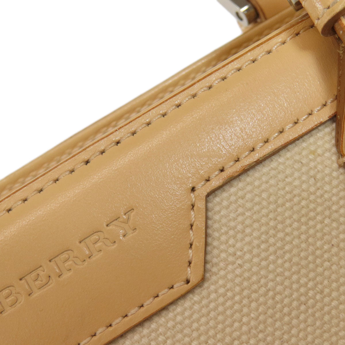 BURBERRY Tote Bag canvas beige logo Women Used Authentic