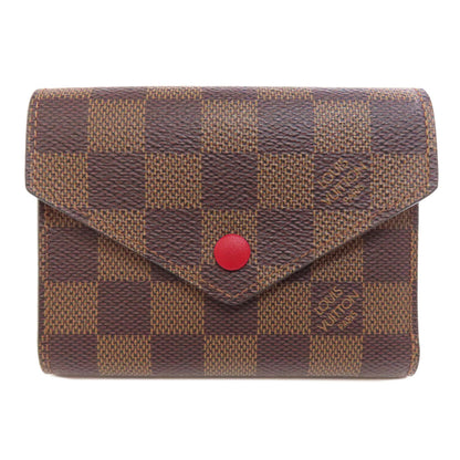 LOUIS VUITTON Bifold Wallet N41659 Damier canvas Brown Portefeuille Victorine Women Used Authentic