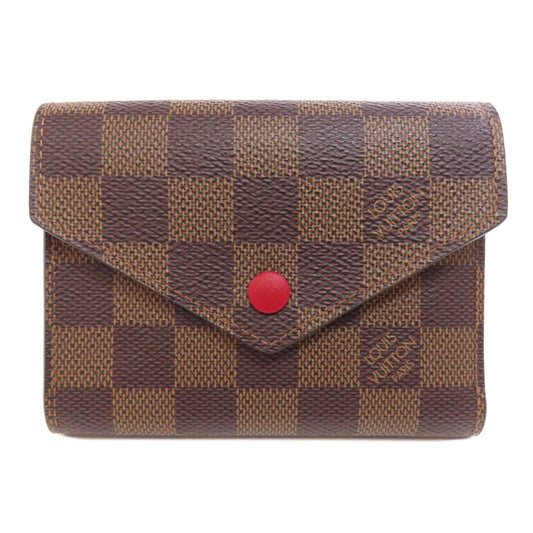 LOUIS VUITTON Bifold Wallet N41659 Damier canvas Brown Portefeuille Victorine Women Used Authentic