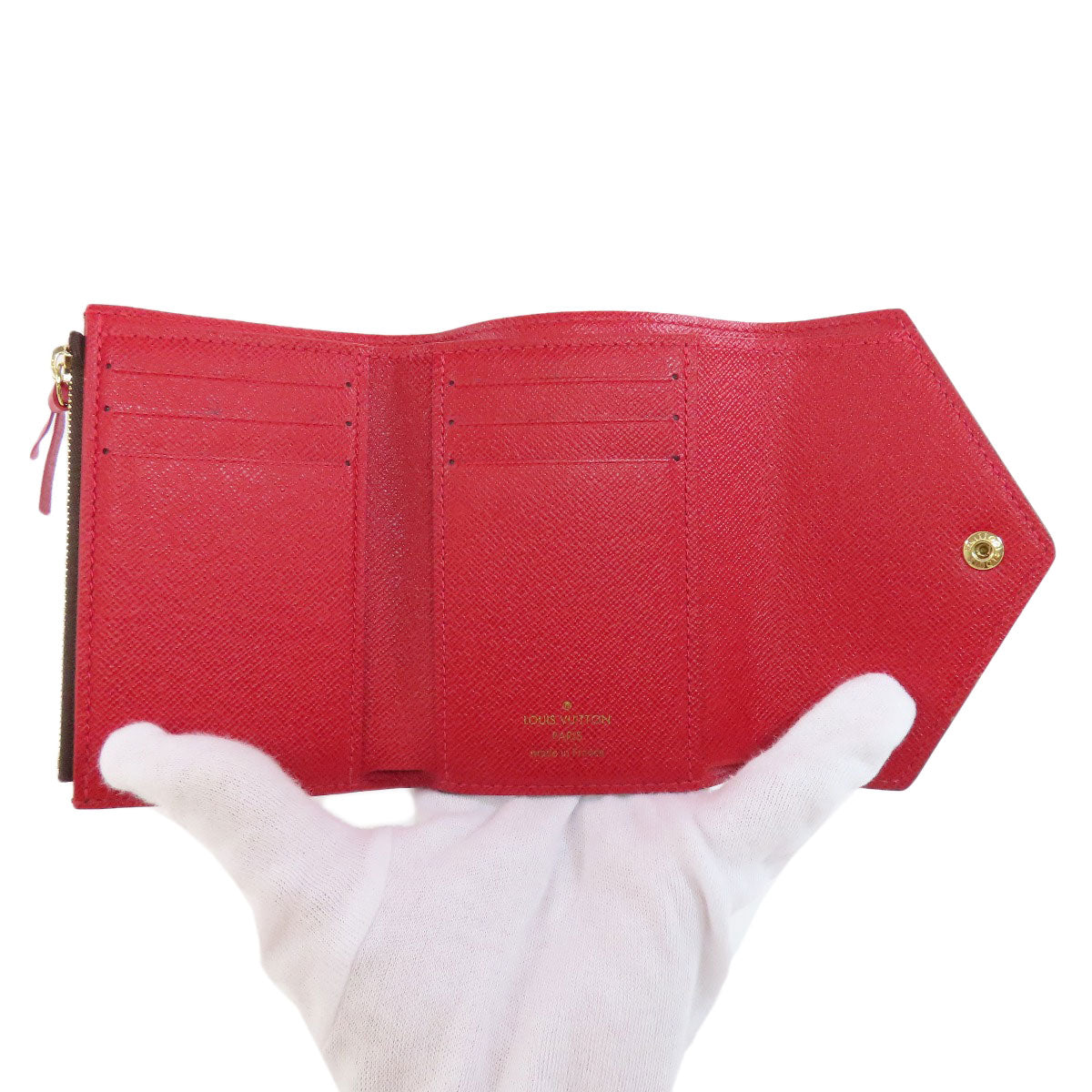 LOUIS VUITTON Bifold Wallet N41659 Damier canvas Brown Portefeuille Victorine Women Used Authentic