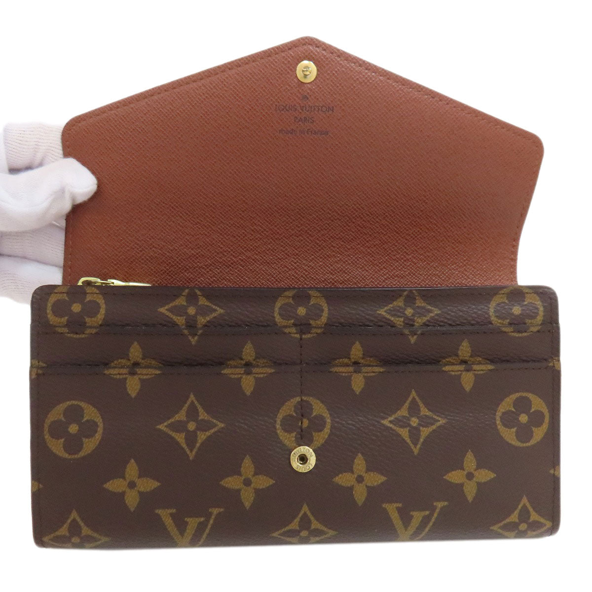 LOUIS VUITTON Long Wallet Purse M60531 Monogram canvas Brown Portefeuille Sara Women Used Authentic
