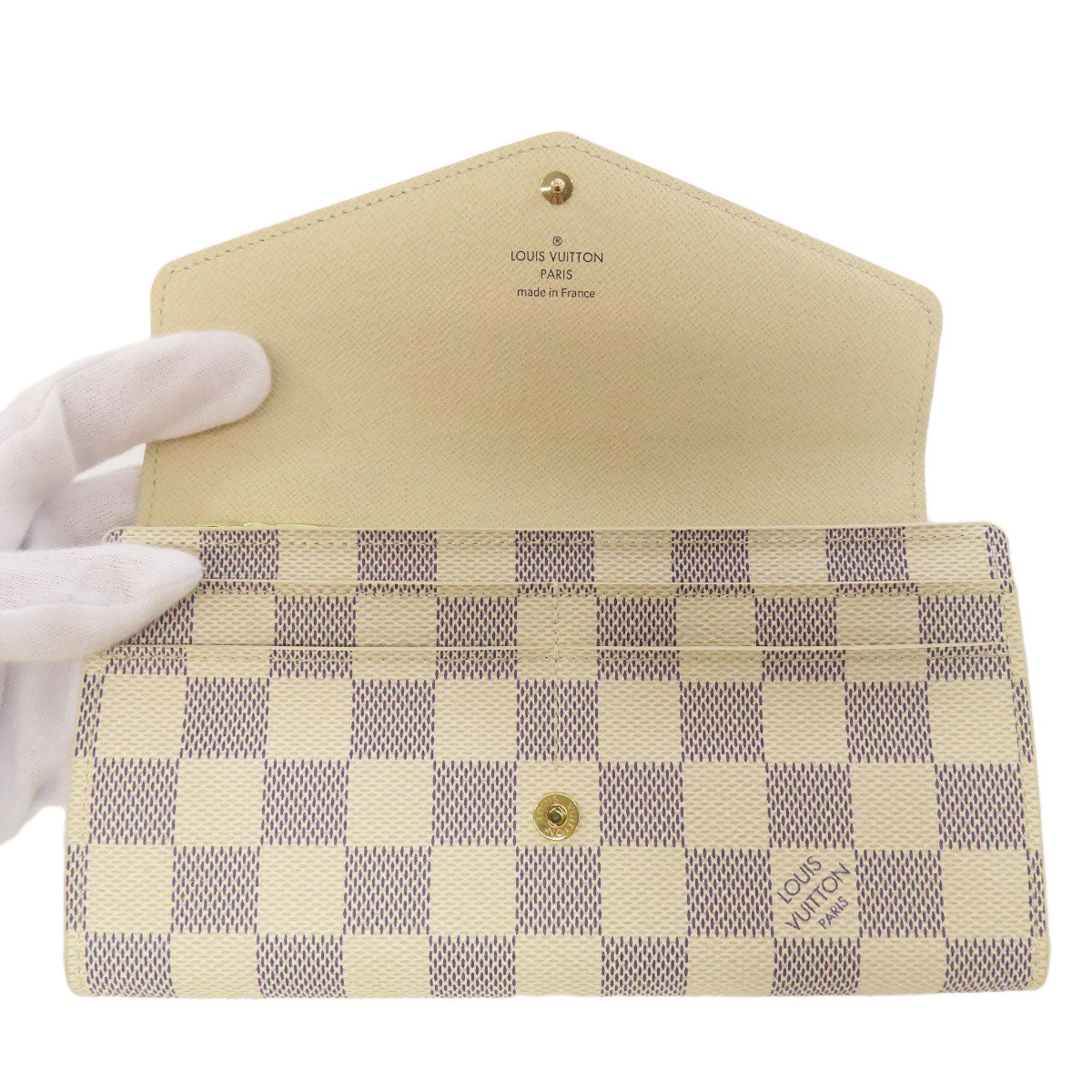 LOUIS VUITTON Long Wallet Purse N63208 Damier canvas white Portefeuille Sara
