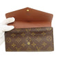 LOUIS VUITTON Long Wallet Purse M60531 Monogram canvas Brown Portefeuille Sarah Women Used Authentic