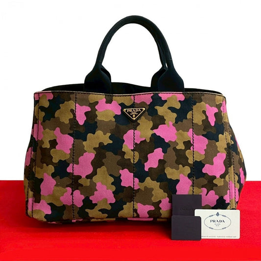 PRADA Tote Bag canvas pink Canapa