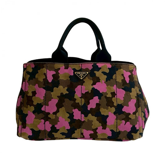 PRADA Tote Bag canvas pink Canapa