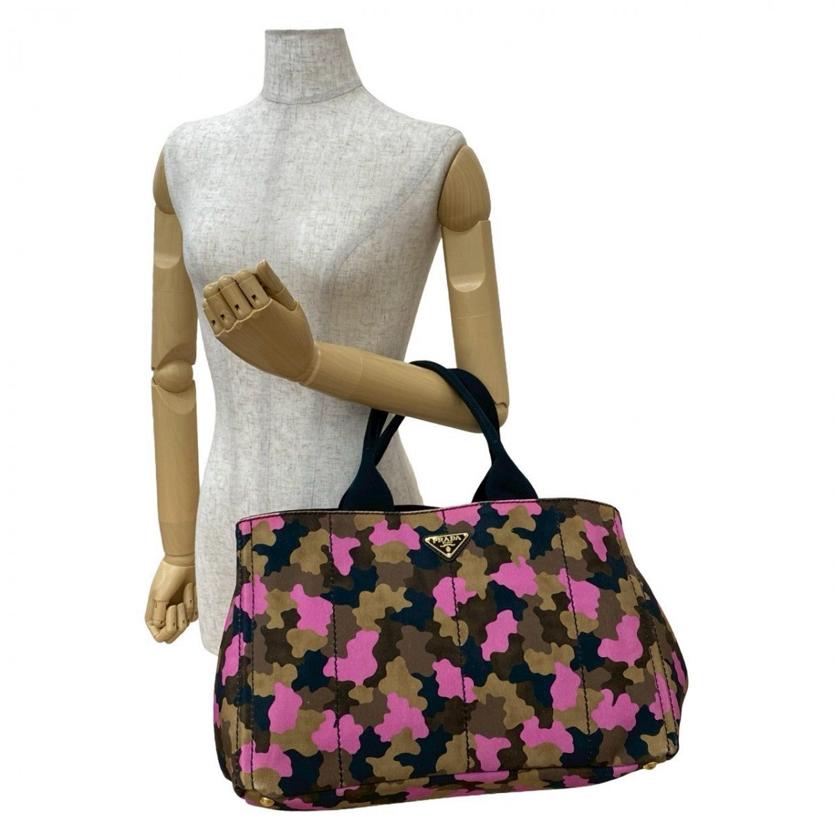PRADA Tote Bag canvas pink Canapa