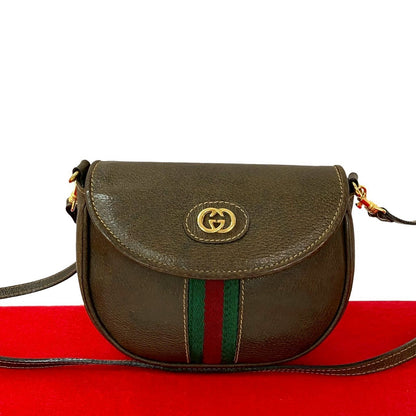GUCCI Shoulder Bag leather Brown Sherry line