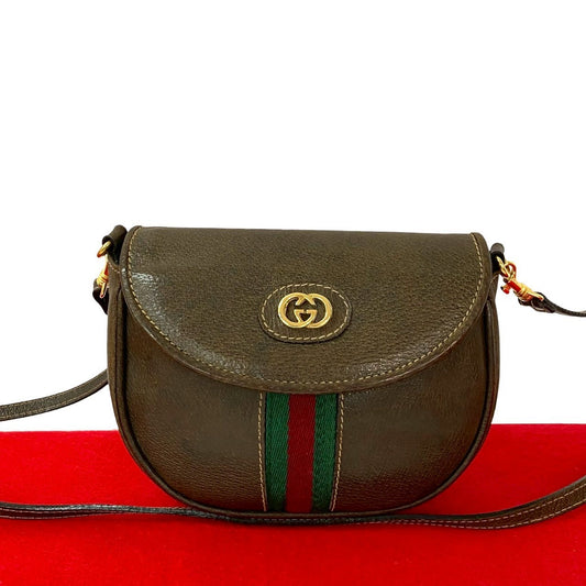 GUCCI Shoulder Bag leather Brown Sherry line