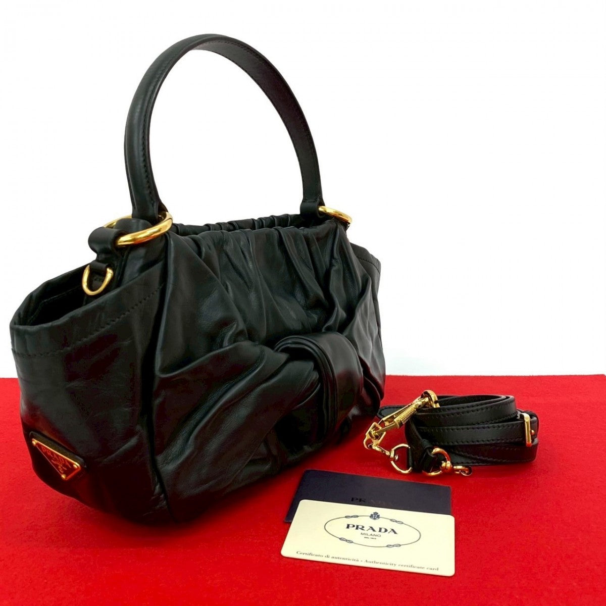 PRADA Shoulder Bag leather black
