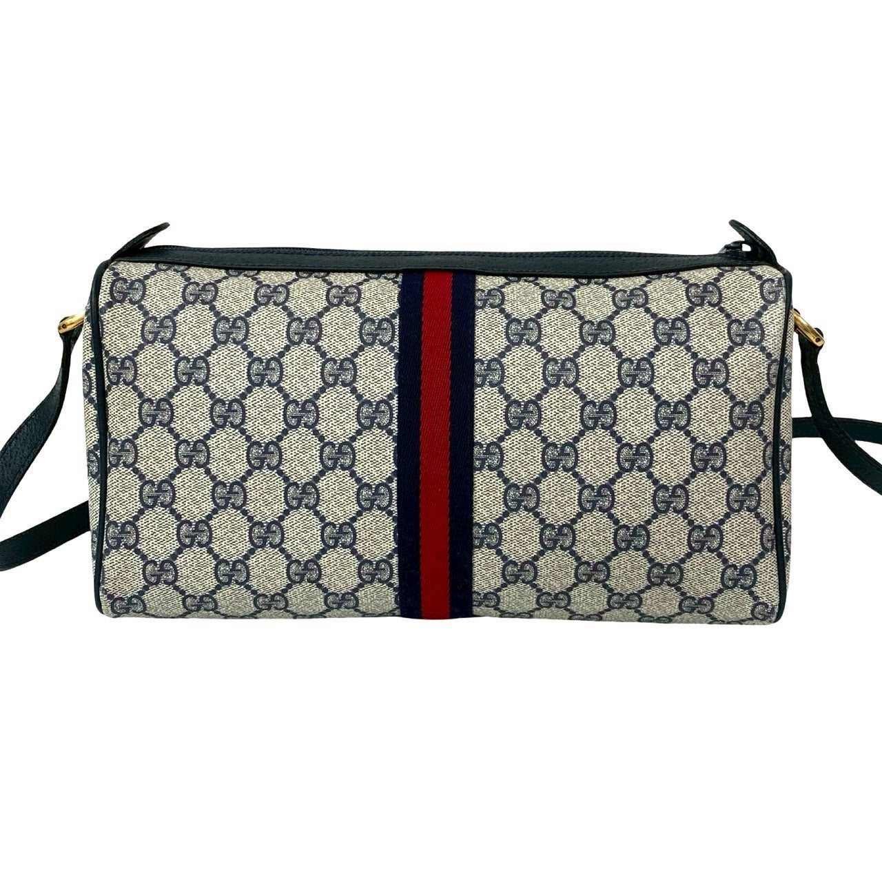 GUCCI Shoulder Bag leather Navy Sherry line