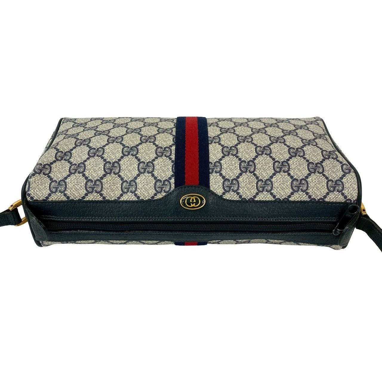 GUCCI Shoulder Bag leather Navy Sherry line