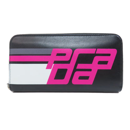 PRADA Long Wallet Purse leather black Zip Around Women Used Authentic