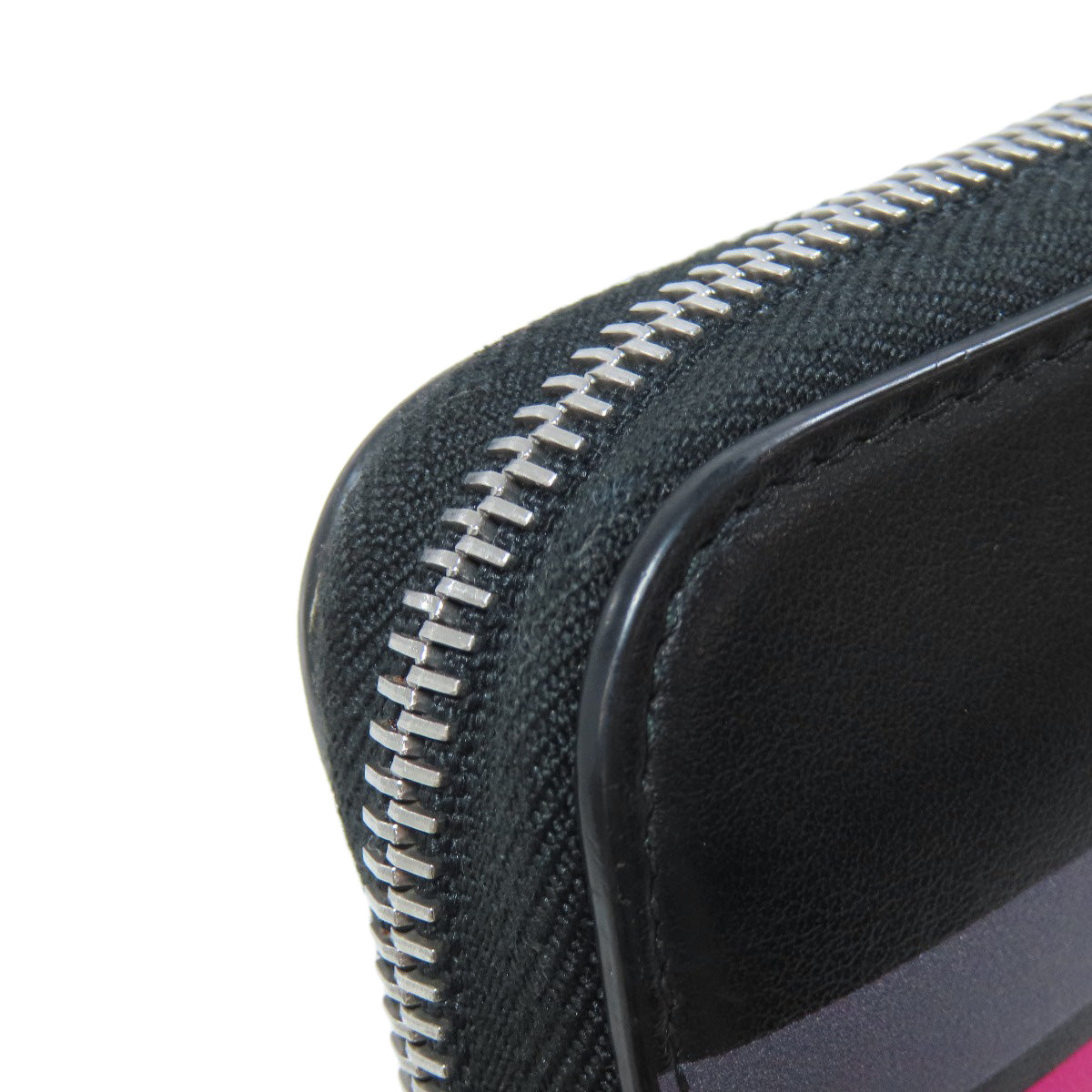 PRADA Long Wallet Purse leather black Zip Around Women Used Authentic