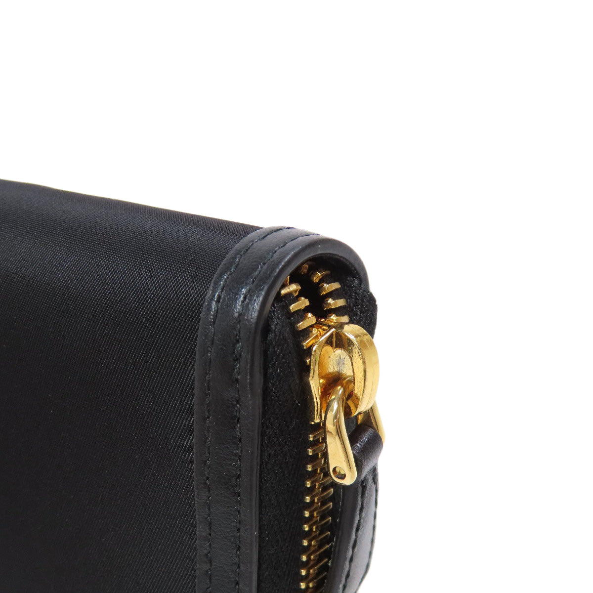 PRADA Long Wallet Purse Nylon black logoMetal Women Used Authentic