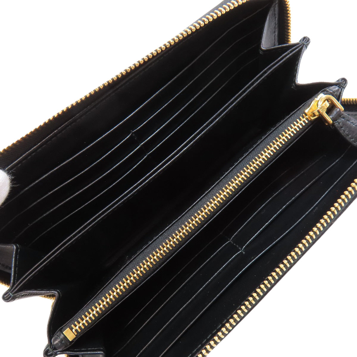 PRADA Long Wallet Purse Nylon black logoMetal Women Used Authentic
