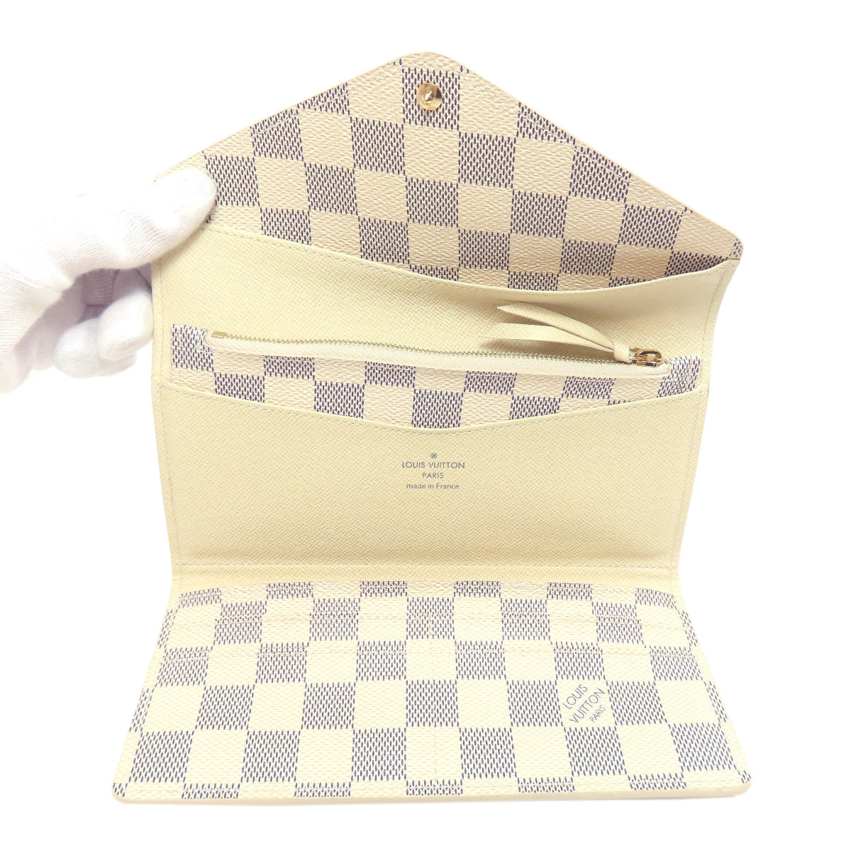 LOUIS VUITTON Bifold Wallet M63020 Damier canvas white Portefeuille Josephine Women Used Authentic