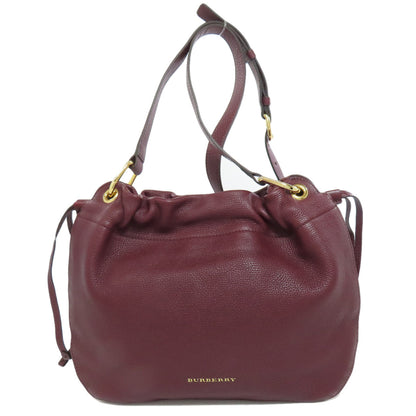 BURBERRY Shoulder Bag leather Red logo Women Used Authentic
