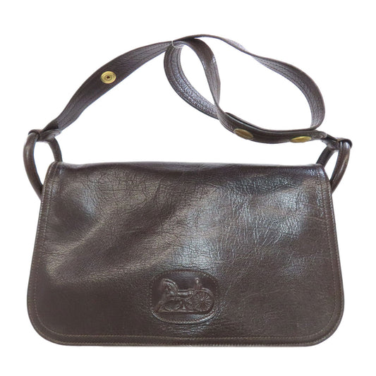 CELINE Shoulder Bag leather Brown Carriage Women Used Authentic