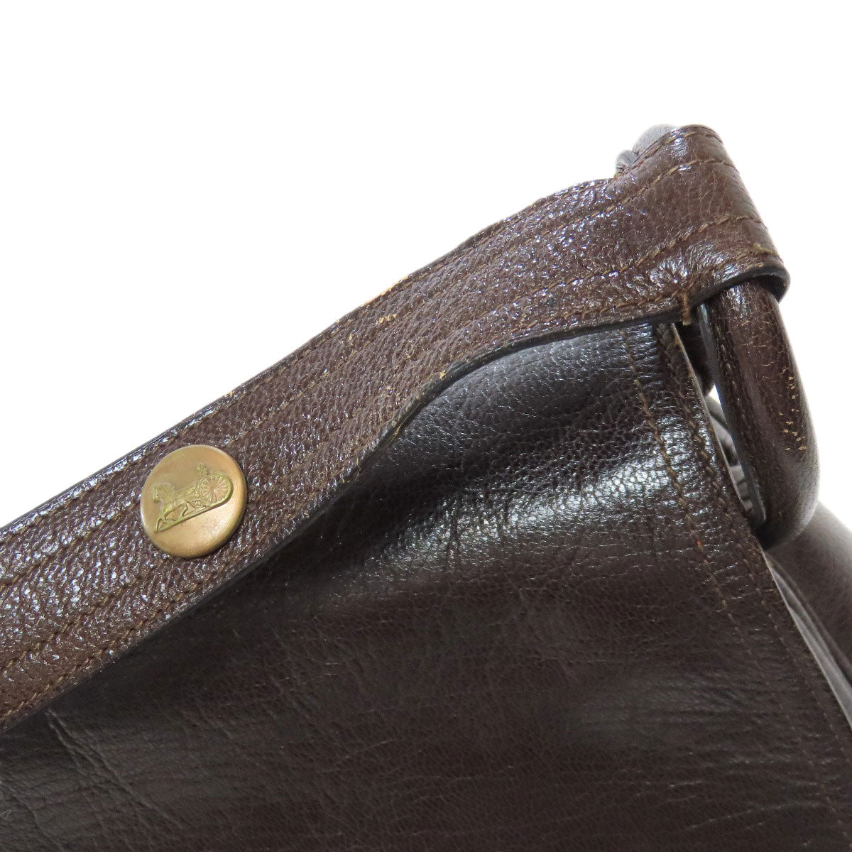 CELINE Shoulder Bag leather Brown Carriage Women Used Authentic
