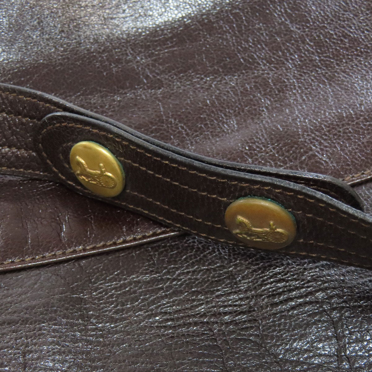 CELINE Shoulder Bag leather Brown Carriage Women Used Authentic