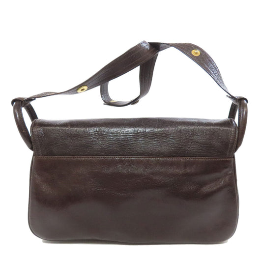 CELINE Shoulder Bag leather Brown Carriage Women Used Authentic