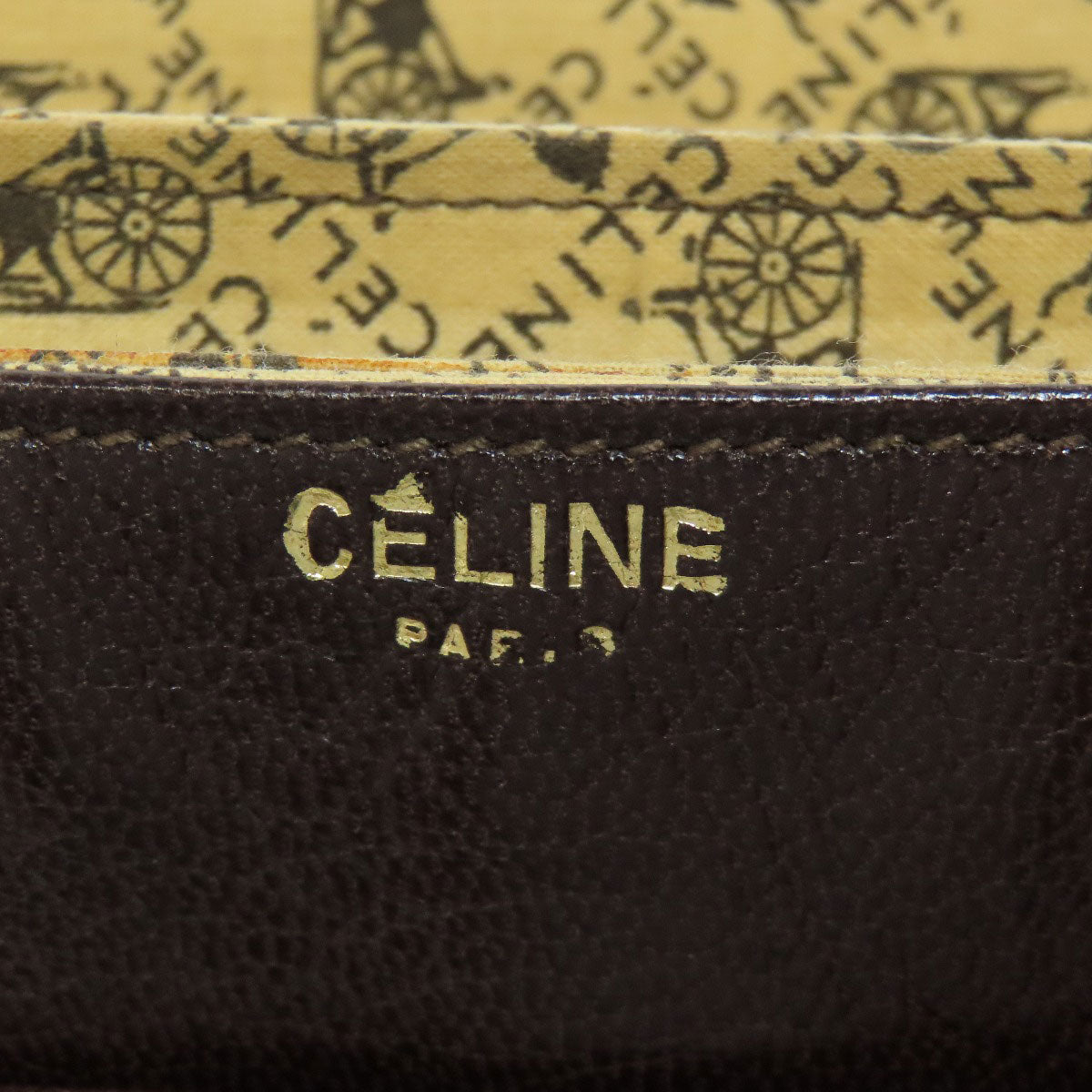 CELINE Shoulder Bag leather Brown Carriage Women Used Authentic