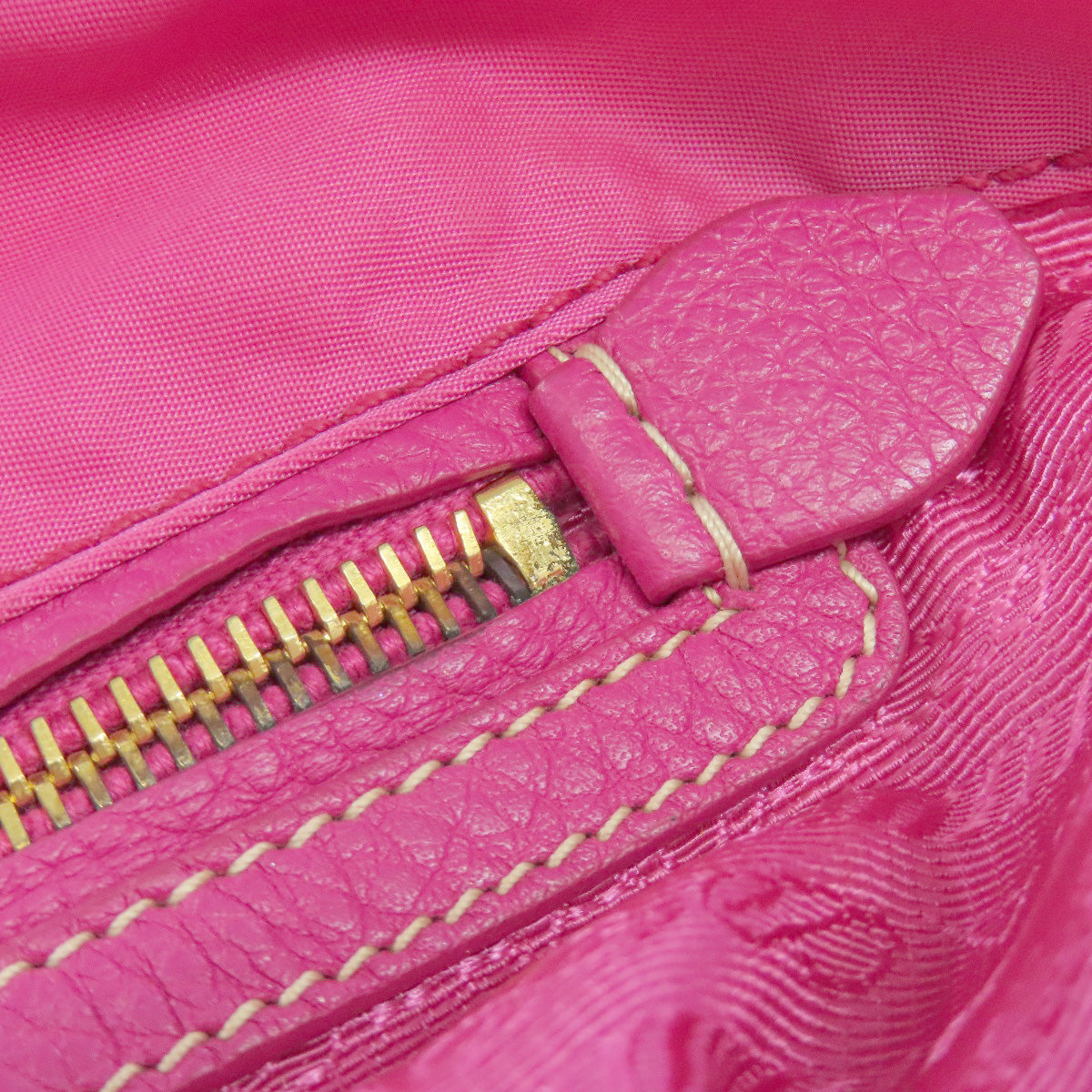 PRADA Tote Bag Nylon pink logoMetal Women Used Authentic