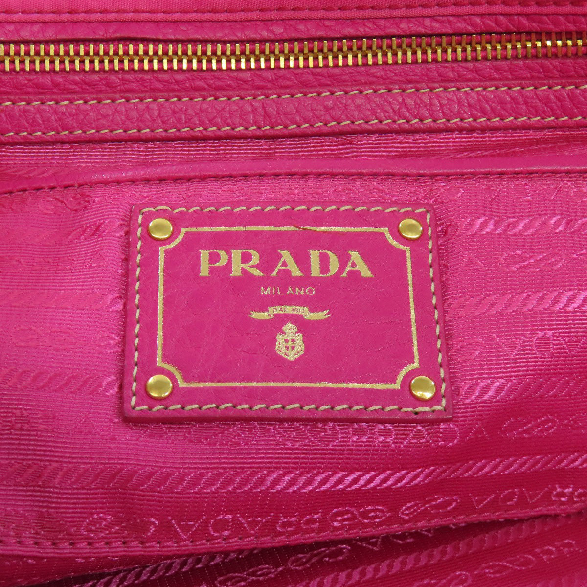 PRADA Tote Bag Nylon pink logoMetal Women Used Authentic